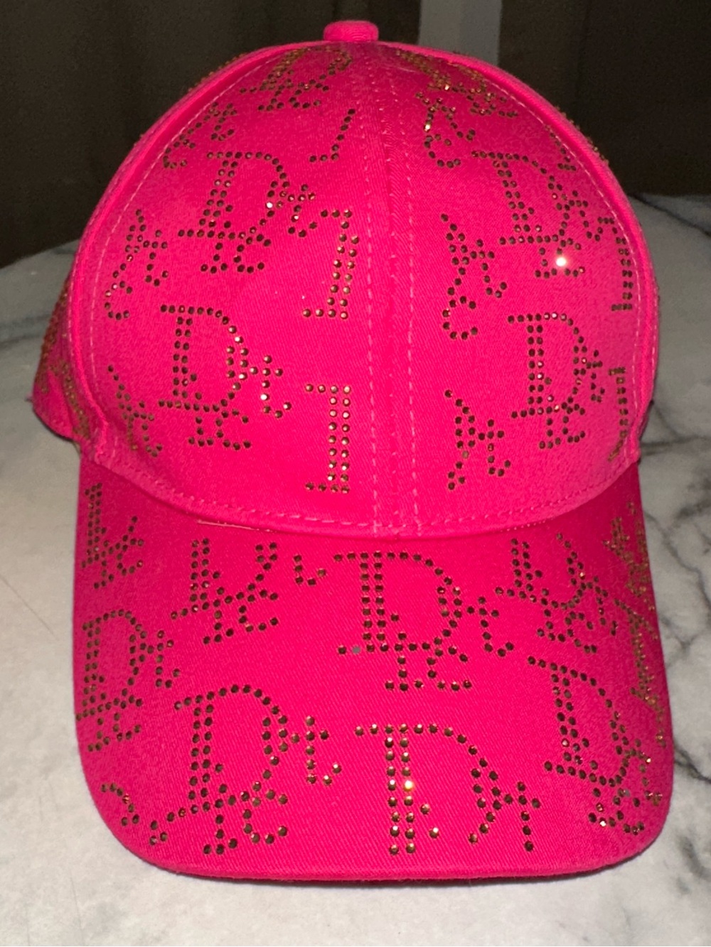 Girls Hot Pink Rhinestone Logo Baseball Cap